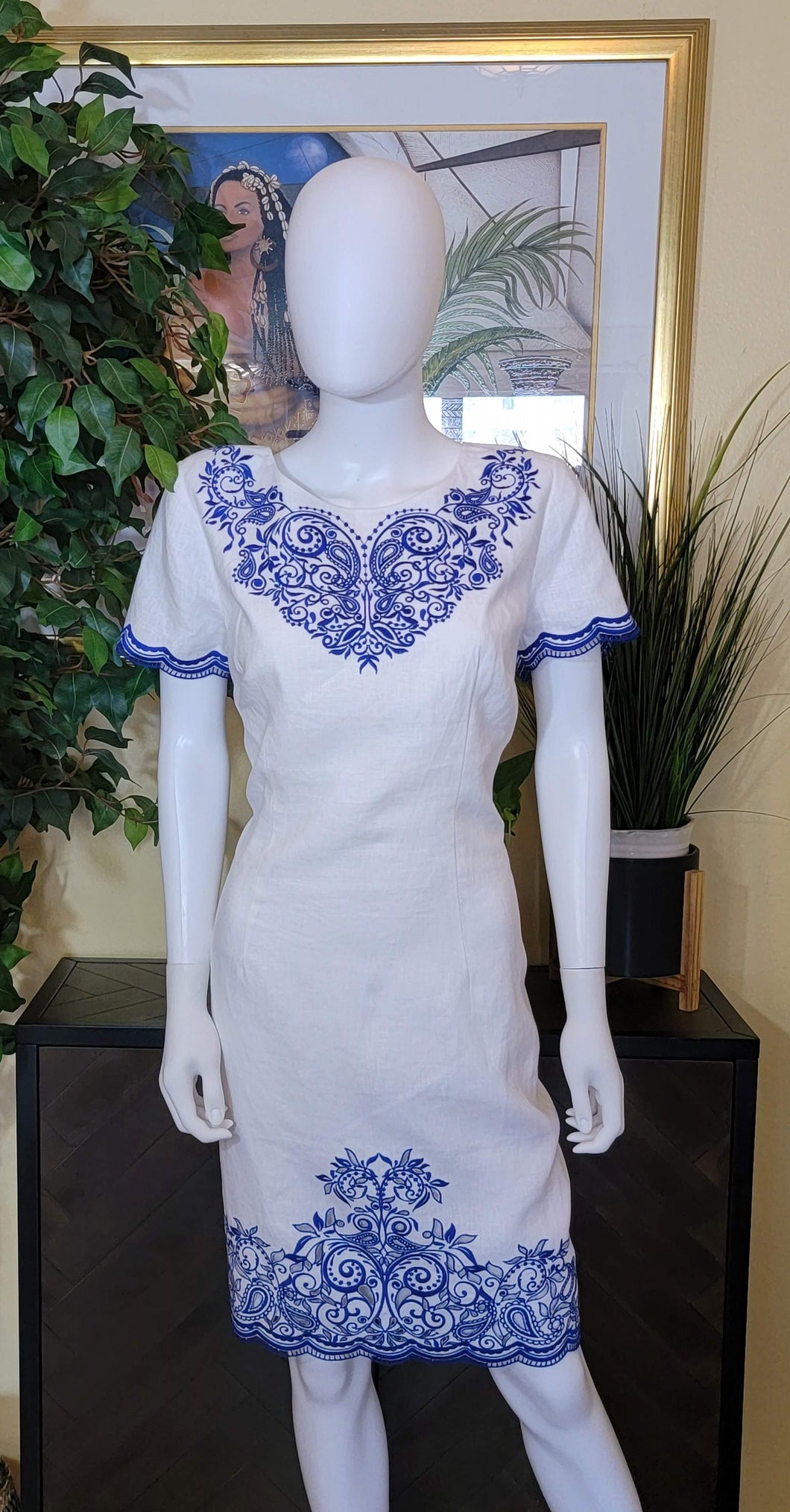 Blue & White Linen Dress