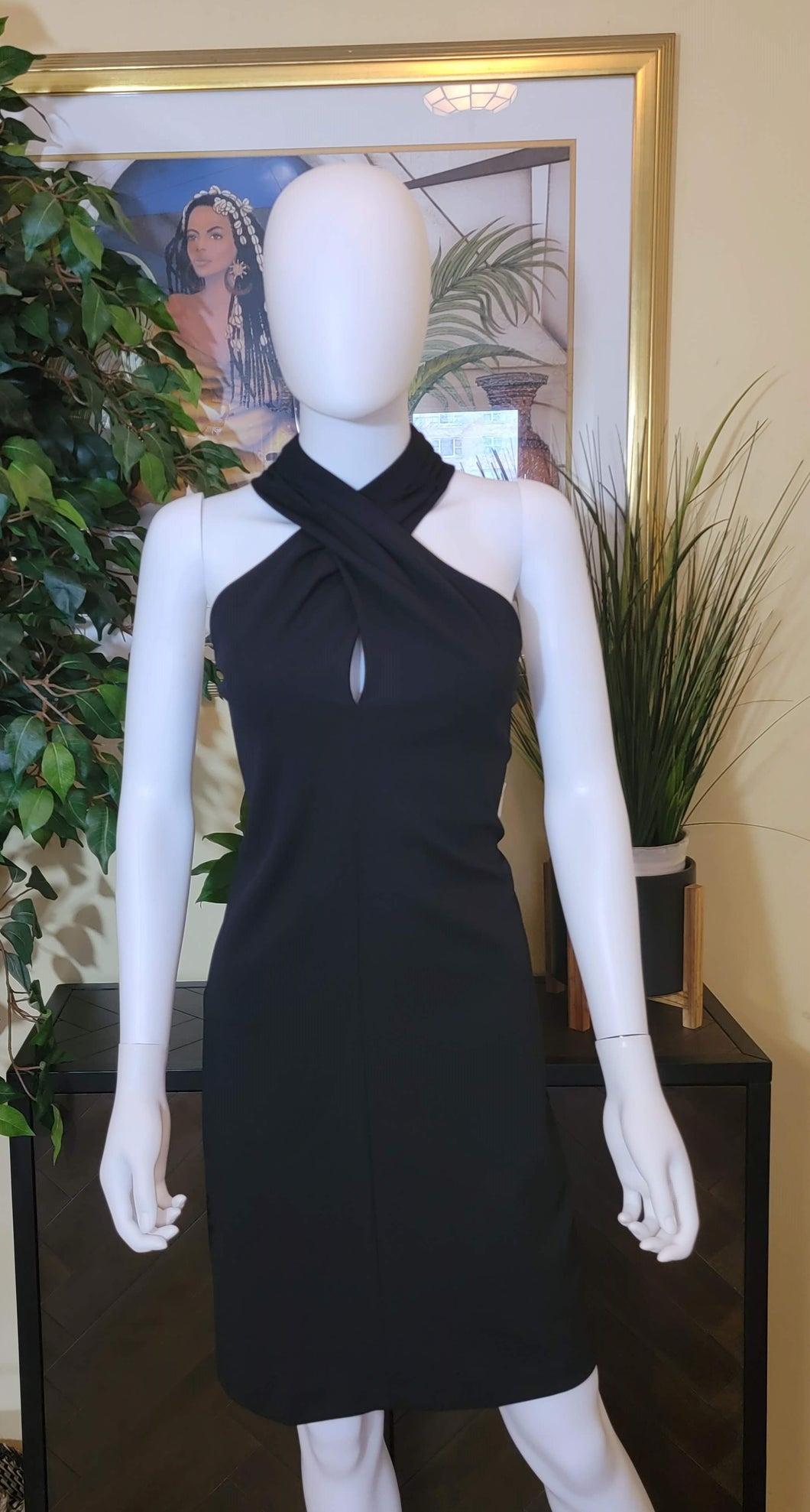 Designer Criss-Cross Black Dress (Eliza J)