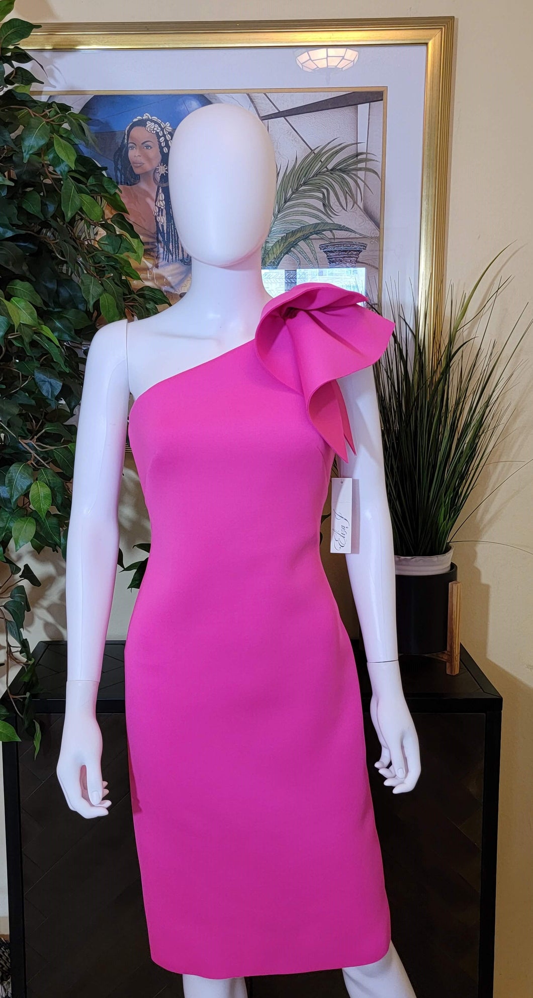 Eliza j pink one shoulder dress sale