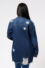 Load image into Gallery viewer, Denim Distressed Mid-Length Jacket
