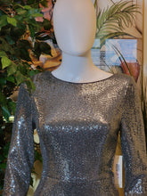 Load image into Gallery viewer, Metallic Silver Sequin Dress
