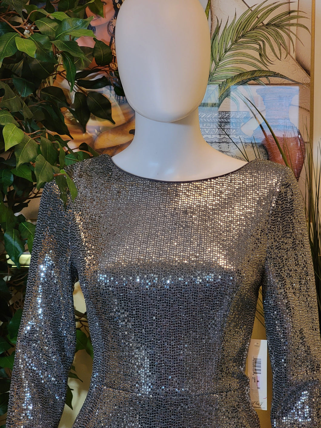 Metallic Silver Sequin Dress