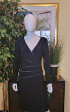 Load image into Gallery viewer, Horizontal Faux Leather Stripe Dress - Designer
